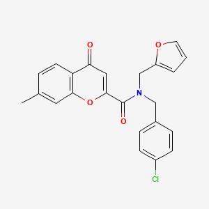molecular formula C23H18ClNO4 B11413060 N-(4-chlorobenzyl)-N-(furan-2-ylmethyl)-7-methyl-4-oxo-4H-chromene-2-carboxamide 