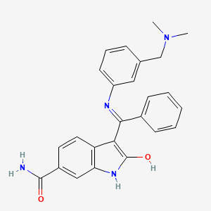 (Z)-3-(((3-((dimethylamino)methyl)phenyl)amino)(phenyl)methylene)-2-oxoindoline-6-carboxamide