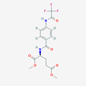 molecular formula C₁₆H₁₃D₄F₃N₂O₆ B1141342 N-[4-[(Trifluoroacetyl)amino]benzoyl-d4]-L-glutamic Acid Dimethyl Ester CAS No. 461426-33-5