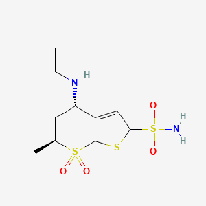 molecular formula C₁₀H₁₁D₅N₂O₄S₃ B1141363 (4S,6S)-4-(Ethylamino)-6-methyl-7,7-dioxo-4,5,6,7a-tetrahydro-2H-thieno[2,3-b]thiopyran-2-sulfonamide CAS No. 1227097-70-2