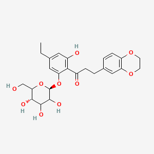 molecular formula C₂₅H₃₀O₁₀ B1141364 3-(2,3-Dihydro-1,4-benzodioxin-6-yl)-1-[4-ethyl-2-(beta-D-glucopyranosyloxy)-6-hydroxyphenyl]-1-propanone CAS No. 794564-44-6