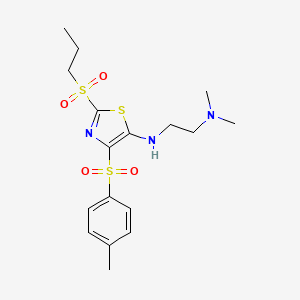 molecular formula C17H25N3O4S3 B11413646 N,N-dimethyl-N'-{4-[(4-methylphenyl)sulfonyl]-2-(propylsulfonyl)-1,3-thiazol-5-yl}ethane-1,2-diamine 