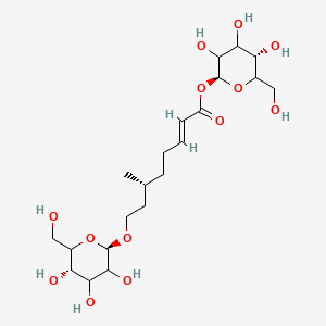 B1141365 [R-(E)]-1-[8-(beta-D-Glucopyranosyloxy)-2,6-dimethyl-2-octenoate] beta-D-Glucopyranose CAS No. 158921-22-3