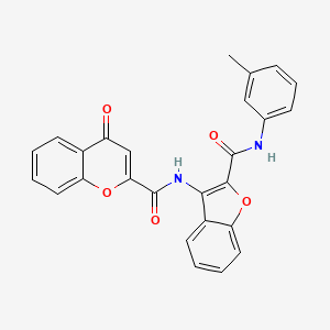 molecular formula C26H18N2O5 B11413707 N-{2-[(3-methylphenyl)carbamoyl]-1-benzofuran-3-yl}-4-oxo-4H-chromene-2-carboxamide 