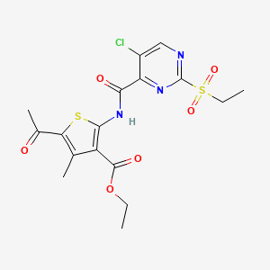 molecular formula C17H18ClN3O6S2 B11413749 Ethyl 5-acetyl-2-({[5-chloro-2-(ethylsulfonyl)pyrimidin-4-yl]carbonyl}amino)-4-methylthiophene-3-carboxylate 