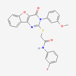 molecular formula C25H18FN3O4S B11413768 N-(3-fluorophenyl)-2-{[3-(3-methoxyphenyl)-4-oxo-3,4-dihydro[1]benzofuro[3,2-d]pyrimidin-2-yl]sulfanyl}acetamide 