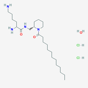 2,6-diamino-N-[[(2S)-1-tridecanoylpiperidin-2-yl]methyl]hexanamide;hydrate;dihydrochloride