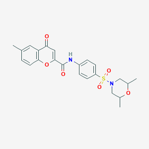 molecular formula C23H24N2O6S B11413914 N-{4-[(2,6-dimethylmorpholin-4-yl)sulfonyl]phenyl}-6-methyl-4-oxo-4H-chromene-2-carboxamide 