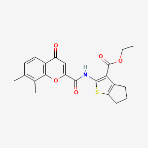 molecular formula C22H21NO5S B11414011 ethyl 2-{[(7,8-dimethyl-4-oxo-4H-chromen-2-yl)carbonyl]amino}-5,6-dihydro-4H-cyclopenta[b]thiophene-3-carboxylate 
