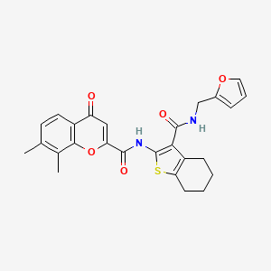 molecular formula C26H24N2O5S B11414014 N-{3-[(furan-2-ylmethyl)carbamoyl]-4,5,6,7-tetrahydro-1-benzothiophen-2-yl}-7,8-dimethyl-4-oxo-4H-chromene-2-carboxamide 