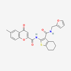 molecular formula C25H22N2O5S B11414098 N-{3-[(furan-2-ylmethyl)carbamoyl]-4,5,6,7-tetrahydro-1-benzothiophen-2-yl}-6-methyl-4-oxo-4H-chromene-2-carboxamide 