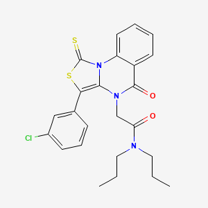 molecular formula C24H24ClN3O2S2 B11414099 2-[3-(3-chlorophenyl)-5-oxo-1-thioxo[1,3]thiazolo[3,4-a]quinazolin-4(5H)-yl]-N,N-dipropylacetamide 