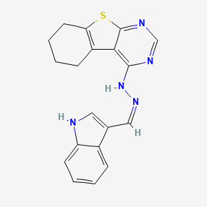 molecular formula C₁₉H₁₇N₅S B1141424 1H-indole-3-carbaldehyde 5,6,7,8-tetrahydro[1]benzothieno[2,3-d]pyrimidin-4-ylhydrazone CAS No. 294193-86-3
