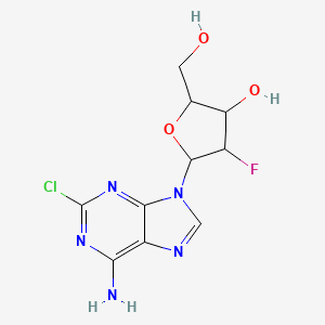 molecular formula C₁₀H₁₁ClFN₅O₃ B1141425 5-(6-Amino-2-chloro-9-purinyl)-4-fluoro-2-(hydroxymethyl)-3-oxolanol CAS No. 491594-60-6