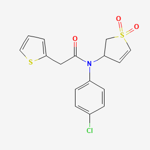 molecular formula C16H14ClNO3S2 B11414670 N-(4-chlorophenyl)-N-(1,1-dioxido-2,3-dihydrothien-3-yl)-2-thien-2-ylacetamide 