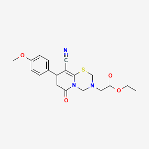 molecular formula C19H21N3O4S B11414770 ethyl [9-cyano-8-(4-methoxyphenyl)-6-oxo-7,8-dihydro-2H,6H-pyrido[2,1-b][1,3,5]thiadiazin-3(4H)-yl]acetate 