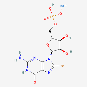 molecular formula C10H13BrN5NaO8P B1141478 Sodium ((2R,3S,4R,5R)-5-(2-amino-8-bromo-6-oxo-1H-purin-9(6H)-yl)-3,4-dihydroxytetrahydrofuran-2-yl)methyl hydrogenphosphate CAS No. 102213-02-5