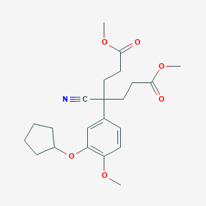 molecular formula C22H29NO6 B114148 Dimethyl 4-cyano-4-[3-(cyclopentyloxy)-4-methoxyphenyl]heptanedioate CAS No. 152630-48-3