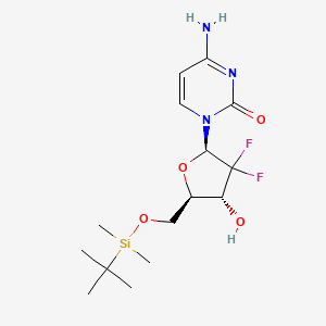 molecular formula C₁₅H₂₅F₂N₃O₄Si B1141492 4-amino-1-((2R,4R,5R)-5-((tert-butyldimethylsilyloxy)methyl)-3,3-difluoro-4-hydroxytetrahydrofuran-2-yl)pyrimidin-2(1H)-one CAS No. 1151528-36-7