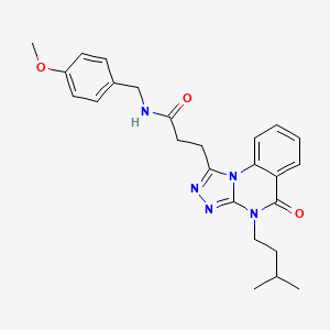 molecular formula C25H29N5O3 B11415128 N-[(4-Methoxyphenyl)methyl]-3-[4-(3-methylbutyl)-5-oxo-4H,5H-[1,2,4]triazolo[4,3-A]quinazolin-1-YL]propanamide 
