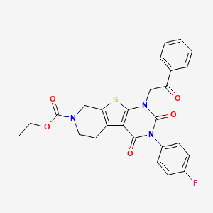 molecular formula C26H22FN3O5S B11415224 ethyl 4-(4-fluorophenyl)-3,5-dioxo-6-phenacyl-8-thia-4,6,11-triazatricyclo[7.4.0.02,7]trideca-1(9),2(7)-diene-11-carboxylate 