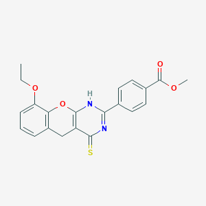 molecular formula C21H18N2O4S B11415252 methyl 4-{9-ethoxy-4-sulfanylidene-3H,4H,5H-chromeno[2,3-d]pyrimidin-2-yl}benzoate 