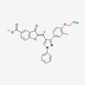 molecular formula C30H24N2O5 B11415275 methyl (2Z)-2-({3-[3-methyl-4-(prop-2-en-1-yloxy)phenyl]-1-phenyl-1H-pyrazol-4-yl}methylidene)-3-oxo-2,3-dihydro-1-benzofuran-5-carboxylate 