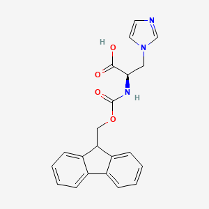 molecular formula C21H19N3O4 B1141530 (R)-2-(((9H-fluoren-9-yl)methoxy)carbonylamino)-3-(1H-imidazol-1-yl)propanoic acid CAS No. 1217735-06-2