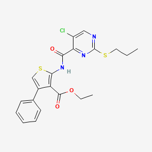 molecular formula C21H20ClN3O3S2 B11415371 Ethyl 2-({[5-chloro-2-(propylsulfanyl)pyrimidin-4-yl]carbonyl}amino)-4-phenylthiophene-3-carboxylate 