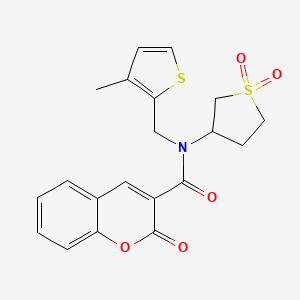 molecular formula C20H19NO5S2 B11415374 N-(1,1-dioxidotetrahydrothiophen-3-yl)-N-[(3-methylthiophen-2-yl)methyl]-2-oxo-2H-chromene-3-carboxamide 