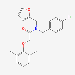 molecular formula C22H22ClNO3 B11415523 N-(4-chlorobenzyl)-2-(2,6-dimethylphenoxy)-N-(furan-2-ylmethyl)acetamide 