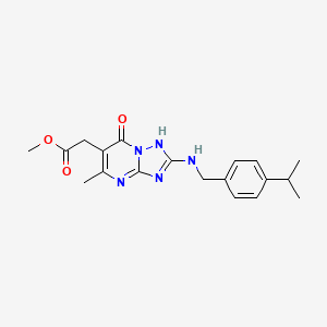 molecular formula C19H23N5O3 B11415685 Methyl (7-hydroxy-5-methyl-2-{[4-(propan-2-yl)benzyl]amino}[1,2,4]triazolo[1,5-a]pyrimidin-6-yl)acetate 