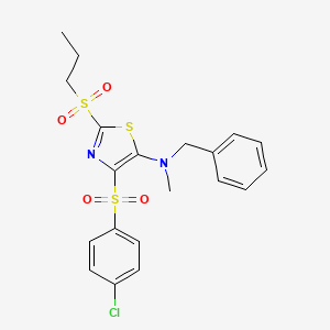 molecular formula C20H21ClN2O4S3 B11415719 N-benzyl-4-((4-chlorophenyl)sulfonyl)-N-methyl-2-(propylsulfonyl)thiazol-5-amine 