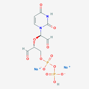 molecular formula C9H10N2Na2O12P2 B1141573 Diphosphoric acid,mono[2-[1-(3,4-dihydro-2,4-dioxo-1(2H)-pyrimidinyl)-2-oxoethoxy]-3-oxopropyl]ester, sodium salt (9CI) CAS No. 108321-56-8