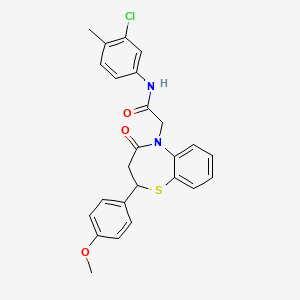molecular formula C25H23ClN2O3S B11415852 N-(3-chloro-4-methylphenyl)-2-(2-(4-methoxyphenyl)-4-oxo-3,4-dihydrobenzo[b][1,4]thiazepin-5(2H)-yl)acetamide 