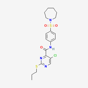 molecular formula C20H25ClN4O3S2 B11415855 N-[4-(azepan-1-ylsulfonyl)phenyl]-5-chloro-2-(propylsulfanyl)pyrimidine-4-carboxamide 