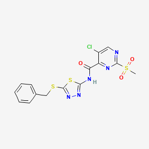 molecular formula C15H12ClN5O3S3 B11415969 N-[5-(benzylsulfanyl)-1,3,4-thiadiazol-2-yl]-5-chloro-2-(methylsulfonyl)pyrimidine-4-carboxamide 