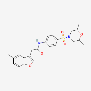 molecular formula C23H26N2O5S B11415989 N-{4-[(2,6-dimethylmorpholin-4-yl)sulfonyl]phenyl}-2-(5-methyl-1-benzofuran-3-yl)acetamide 