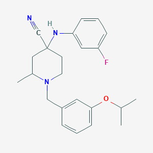 4-((3-Fluorophenyl)amino)-1-(3-isopropoxybenzyl)-2-methylpiperidine-4-carbonitrile