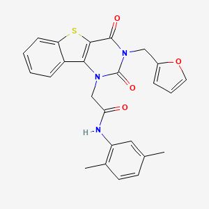 molecular formula C25H21N3O4S B11416100 N-(2,5-dimethylphenyl)-2-[3-(2-furylmethyl)-2,4-dioxo-3,4-dihydro[1]benzothieno[3,2-d]pyrimidin-1(2H)-yl]acetamide 