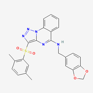 molecular formula C25H21N5O4S B11416337 N-(1,3-benzodioxol-5-ylmethyl)-3-[(2,5-dimethylphenyl)sulfonyl][1,2,3]triazolo[1,5-a]quinazolin-5-amine 