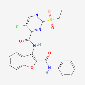 molecular formula C22H17ClN4O5S B11416352 5-chloro-2-(ethylsulfonyl)-N-[2-(phenylcarbamoyl)-1-benzofuran-3-yl]pyrimidine-4-carboxamide 