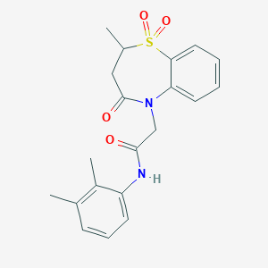 molecular formula C20H22N2O4S B11416365 N-(2,3-dimethylphenyl)-2-(2-methyl-1,1-dioxido-4-oxo-3,4-dihydro-1,5-benzothiazepin-5(2H)-yl)acetamide 