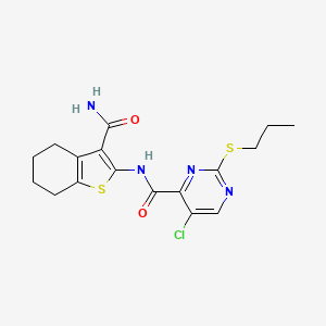 molecular formula C17H19ClN4O2S2 B11416468 N-(3-carbamoyl-4,5,6,7-tetrahydro-1-benzothiophen-2-yl)-5-chloro-2-(propylsulfanyl)pyrimidine-4-carboxamide 