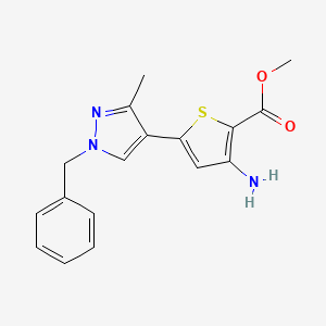 B1141666 Methyl 3-amino-5-(1-benzyl-3-methylpyrazol-4-yl)thiophene-2-carboxylate CAS No. 1330784-02-5