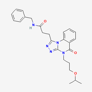 molecular formula C25H29N5O3 B11416929 N-Benzyl-3-{5-oxo-4-[3-(propan-2-yloxy)propyl]-4H,5H-[1,2,4]triazolo[4,3-A]quinazolin-1-YL}propanamide 