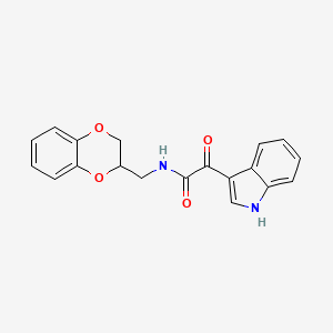 molecular formula C19H16N2O4 B11417138 N-((2,3-dihydrobenzo[b][1,4]dioxin-2-yl)methyl)-2-(1H-indol-3-yl)-2-oxoacetamide 