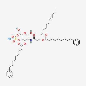 B1141716 D-Glucose, 2-deoxy-2-[[1-oxo-3-[(1-oxo-9-phenylnonyl)oxy]tetradecyl]amino]-, 3-benzenenonanoate 4-(hydrogen sulfate), (S)- CAS No. 111250-67-0