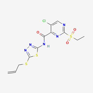molecular formula C12H12ClN5O3S3 B11417331 5-chloro-2-(ethylsulfonyl)-N-[5-(prop-2-en-1-ylsulfanyl)-1,3,4-thiadiazol-2-yl]pyrimidine-4-carboxamide 