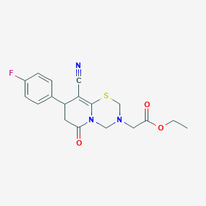 molecular formula C18H18FN3O3S B11417506 ethyl [9-cyano-8-(4-fluorophenyl)-6-oxo-7,8-dihydro-2H,6H-pyrido[2,1-b][1,3,5]thiadiazin-3(4H)-yl]acetate 